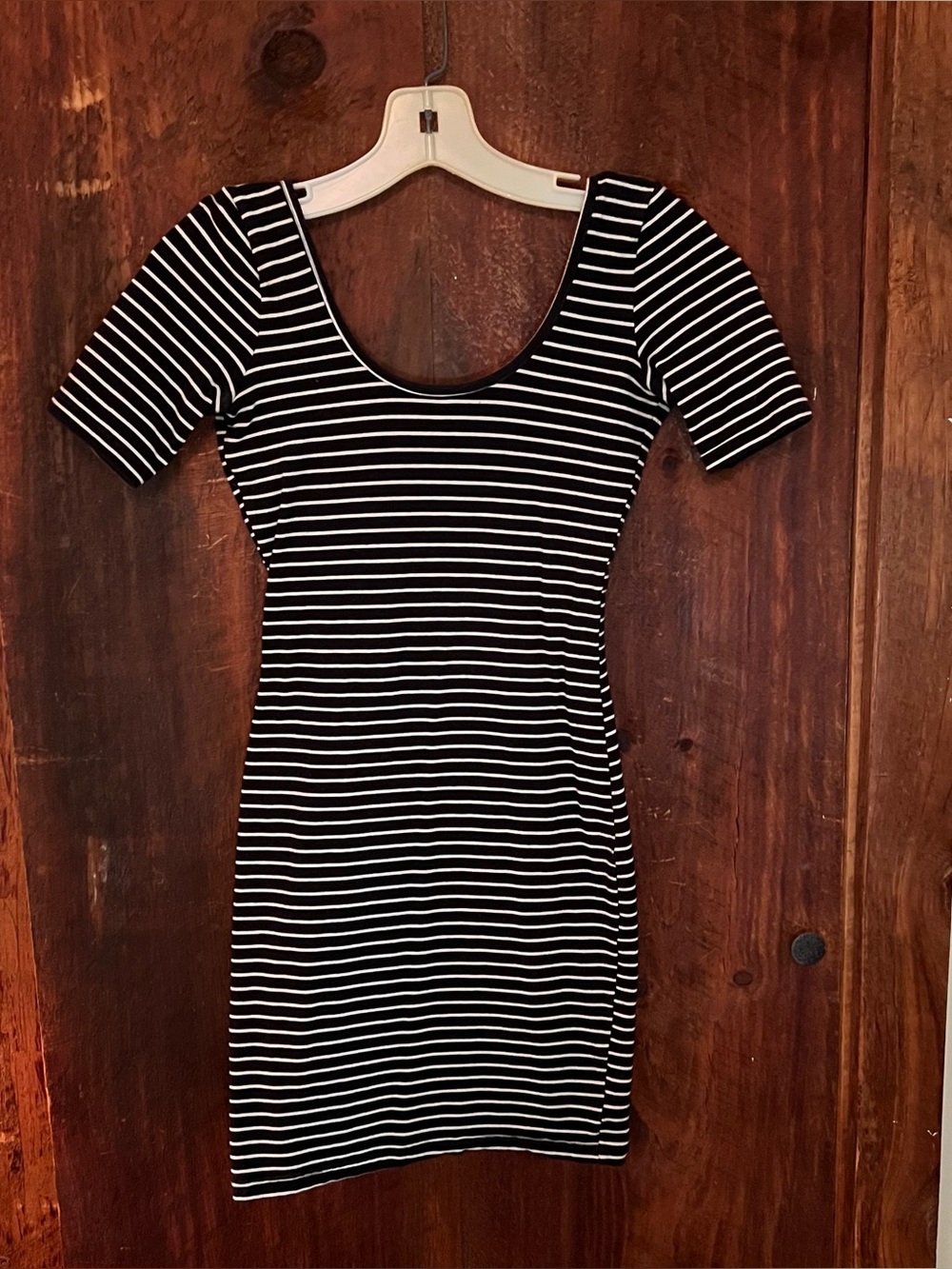 American Apparel Black & White Striped Scoop-Neck Mini Dress